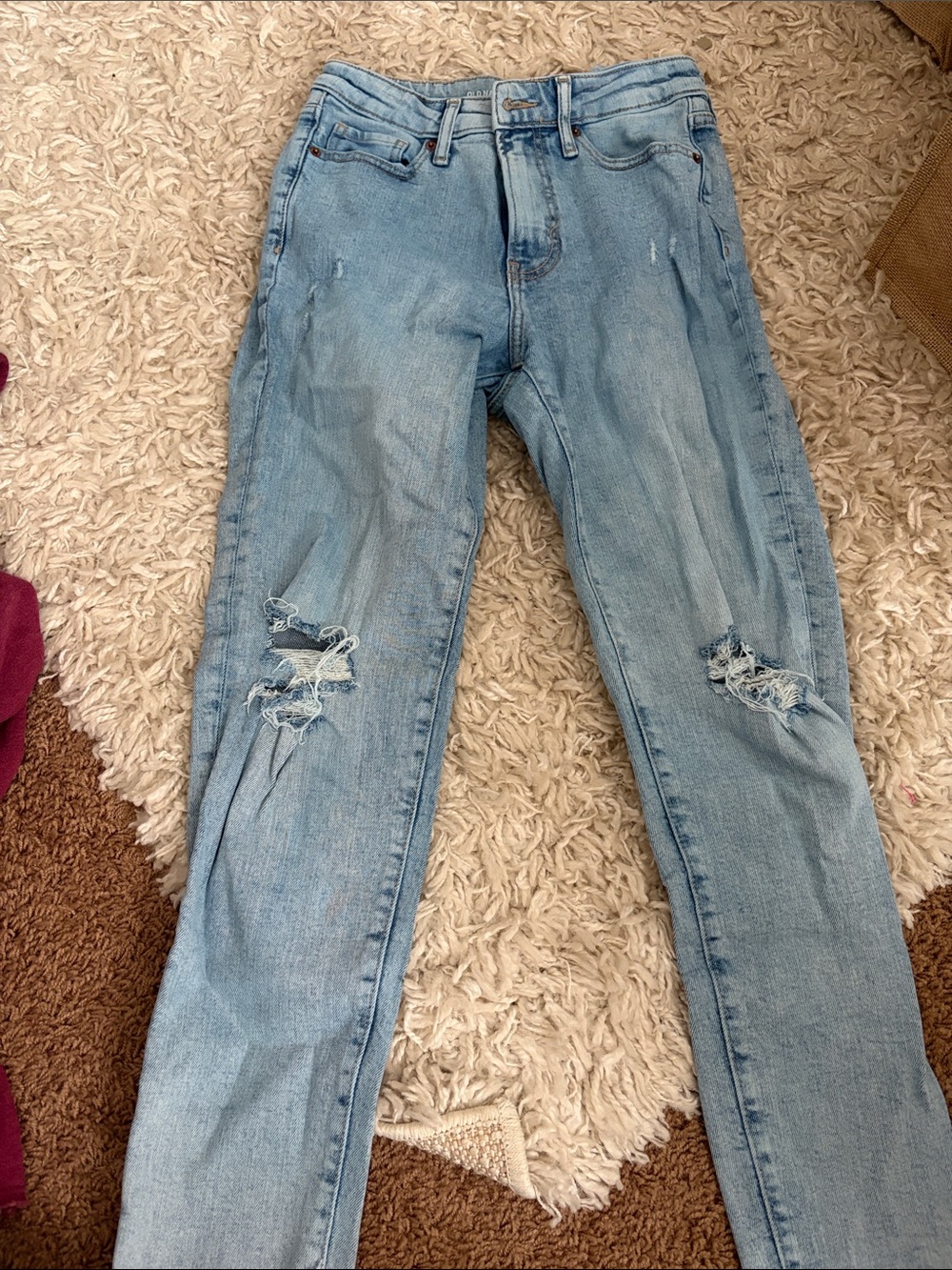 Old Navy Light Wash Distressed Straight Leg Jeans
